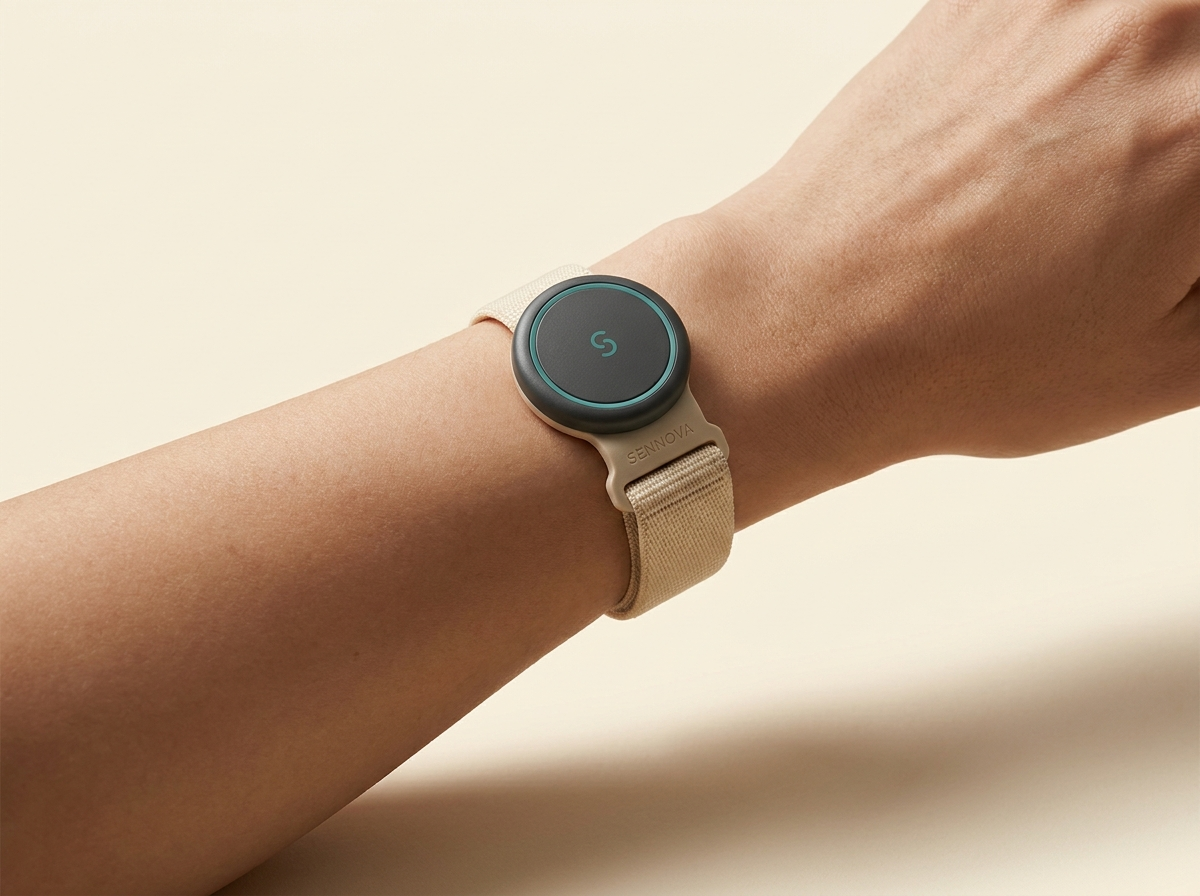 The Sage + Stone optical heart-rate armband worn on a forearm